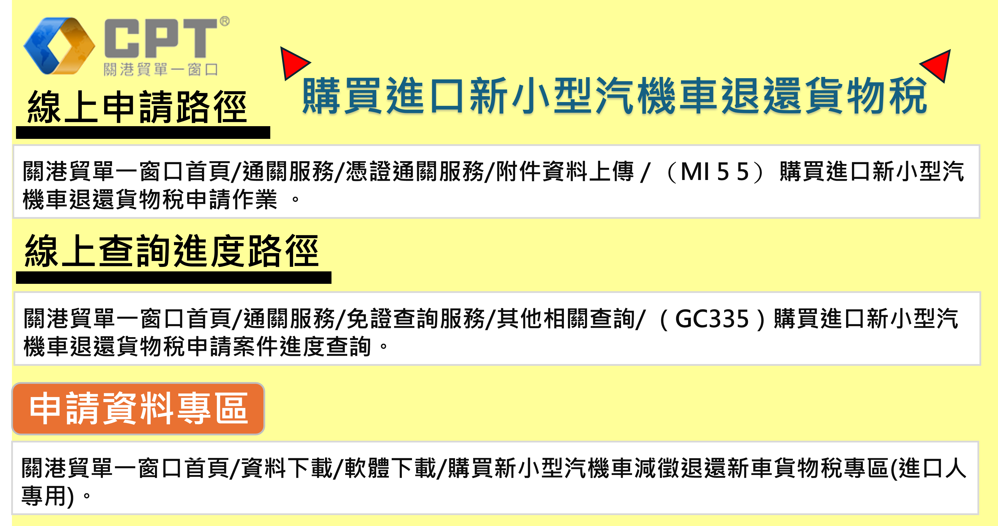 進口車商利用關港貿單一窗口申請退還購買新小型汽機車貨物稅方便又快速