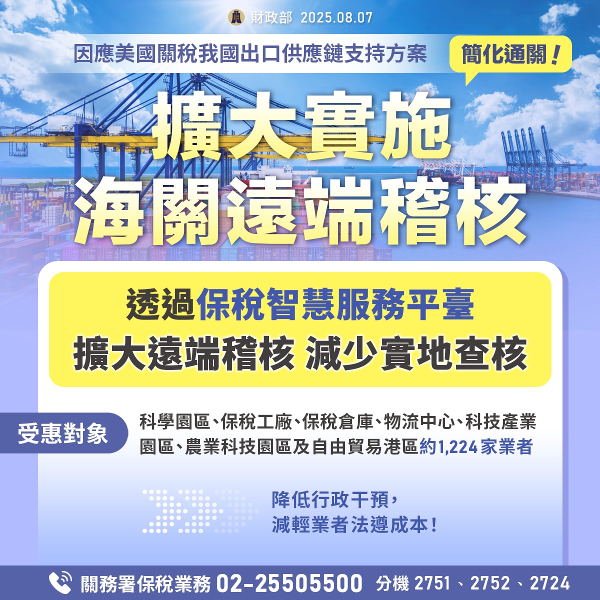 因應美國對等關稅影響,海關提供簡化通關措施(圖卡2)